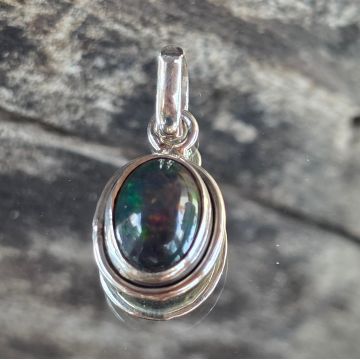 Pandantiv argint opal negru etiopian | Model 3
