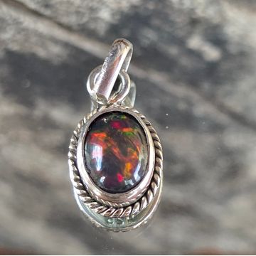 Pandantiv argint opal negru etiopian | Model 7