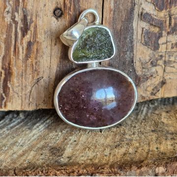 Pandantiv cacoxenit moldavit argint | Model 1