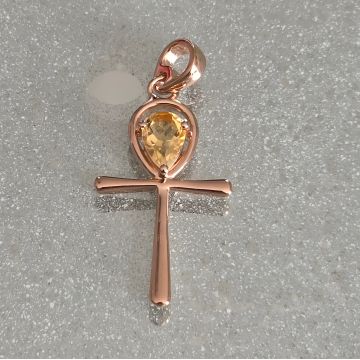 Pandantiv citrin argint 925 placat cu aur | Cheia Vietii