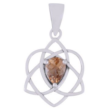 Pandantiv citrin argint | Inimi Triquetra