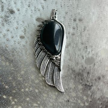 Pandantiv obsidian negru | Angel Wing