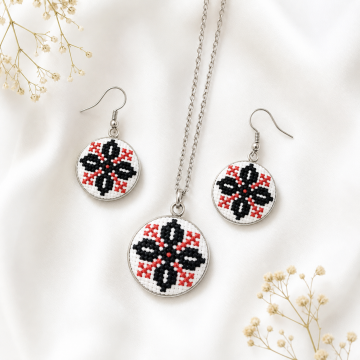 Set bijuterii inox broderie traditionala model etno   aripile morii