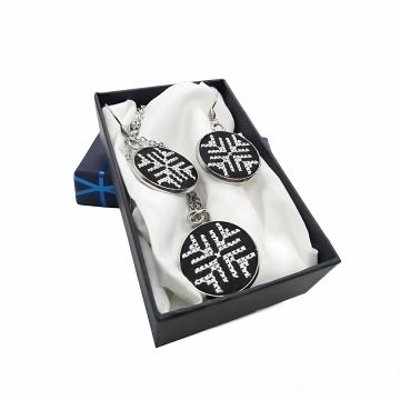 Set bijuterii inox broderie traditionala model geometric