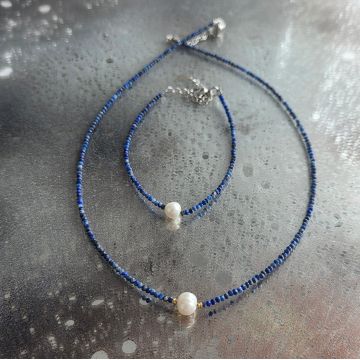 Set colier si bratara din lapis lazuli