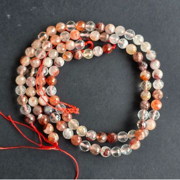Sirag margele pietre semipretioase sfere fatetate CUART ROSU HEMATOID