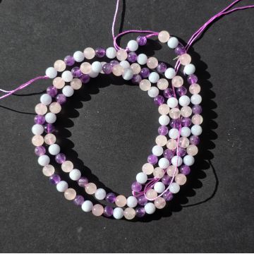 Sirag margele pietre semipretioase sfere MIX AMETIST, CUART ROZ, ACVAMARIN