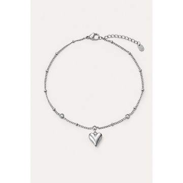 Brățară de picior Heart - Silver