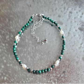 Bratara reglabila fatetata malachit 3.5 mm | Pearl 2