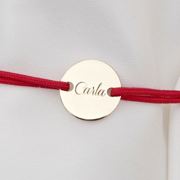 Bratara banut 10 mm - Gravat cu nume/data/mesaj/simbol - Aur Galben 9K - snur reglabil