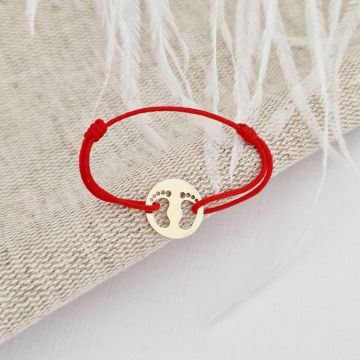 Bratara banut cu picioruse decupate - Aur Galben 14K - Snur reglabil, diverse culori