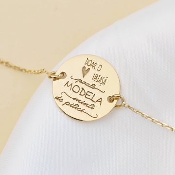 Bratara banut - Educatoare/Invatatoare - cu lantisor - Argint 925 placat cu Aur Galben 18K