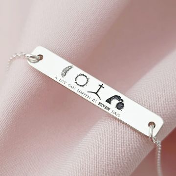 Bratara Crearea lumii in 7 zile - Bijuterie cu Har - Placuta si lantisor din Argint 925