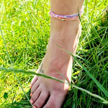 Bratara de picior - Summer Fantasy - Bilute de Argint 925 de 4 mm - Snur multicolor cu inchizatoare carabina