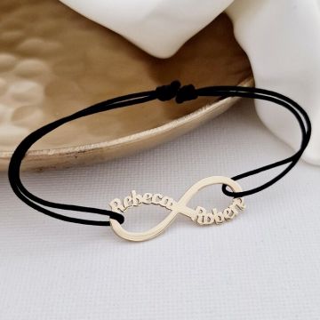 Bratara infinit cu 2 nume Aur Galben 14k