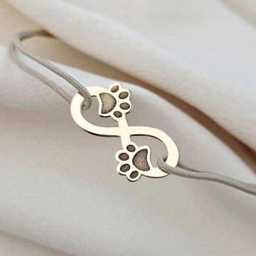 Bratara infinit - Paw love - Aur Galben 9K - Snur reglabil, diverse culori