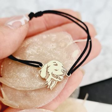 Bratara Golden Retriever - Aur Galben 14K - Snur reglabil, diverse culori