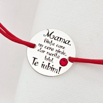 Bratara Mama, merita totul - Argint 925 cu Cristal Swarovski - Snur reglabil, diverse culori