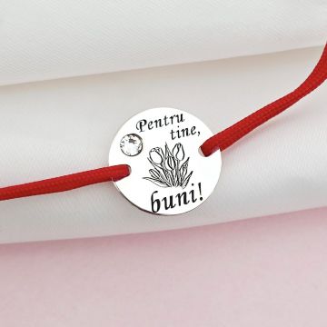 Bratara Pentru tine buni - Argint 925 si Cristal Swarovski - Snur reglabil, diverse culori