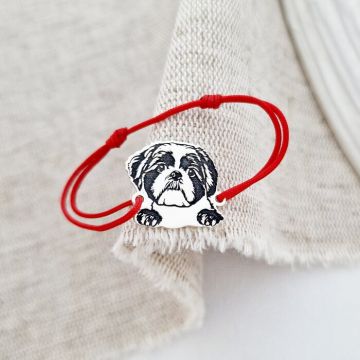 Bratara personalizata - Caine rasa Shih Tzu - Argint 925 - snur reglabil diverse culori