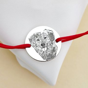 Bratara personalizata cu poza - Mereu aproape - Banut 15 mm - Argint 925 - Snur reglabil