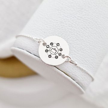 Bratara personalizata cu simbol materie scoala - Informatica - Banut de 15 mm cu lant- Argint 925