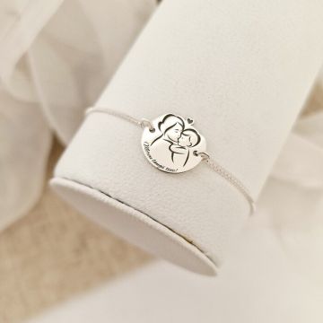 Bratara personalizata mama si pui - Mereu langa tine - Lantisor glisant ajustabil - Argint 925