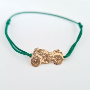 Bratara personalizata - Motocicleta Kawasaki - Aur Galben 14K - Snur reglabil diverse culori