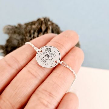 Bratara personalizata - Trei generatii - Banut de 15 mm - Argint 925 - Lantisor cu prelungire si inchizatoare carabina