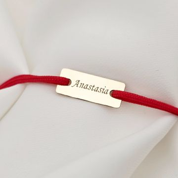 Bratara Placuta cu nume - Aur Galben 9K - snur rosu reglabil bebe