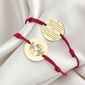 Bratara Rugaciune Ingerasul meu - Bijuterie cu Har - Argint 925 placat cu Aur Galben 18K - Snur reglabil