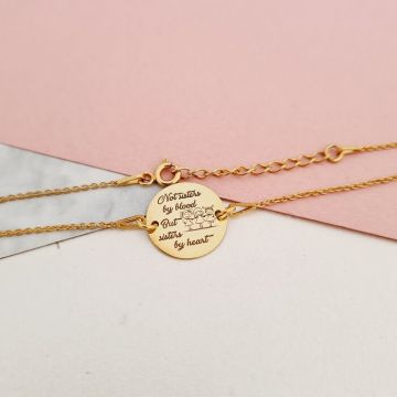 Bratara Sisters by heart - Banut 15 mm cu lantisor - Argint 925 placat cu Aur 18K