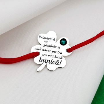 Bratara Trifoi - Primavara cu zambete - Argint 925 si Cristal Swarovski - Snur reglabil, diverse culori