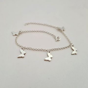 Bratara You’re My Butterfly - Model cu 5 fluturi si lantisor realizat pe marimea - Argint 925