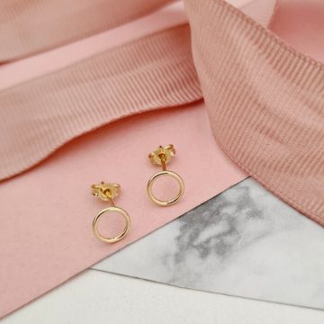 Cercei banut decupat - Aur Galben 14K - inchidere surub