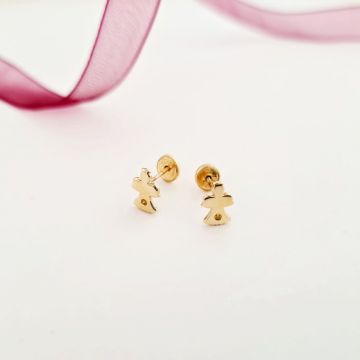 Cercei bebe/fetite cu Diamant naturat galben - Model ingerasi - Aur Galben 14K - Inchizatoare sigura si confortabila cu filet