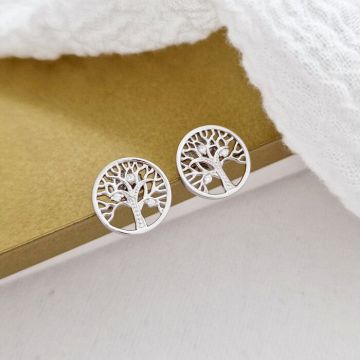 Cercei Copacul Vietii - decorat cu Zirconii albe - Argint 925
