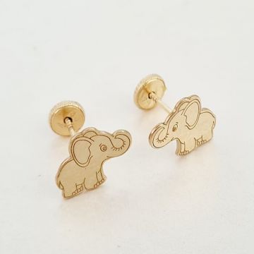 Cercei copii/bebe - Model elefant - Aur Galben 14K - Inchizatoare cu filet