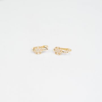 Cercei copii/bebe - Model Flower - Aur Galben 14K - Cubic Zirconia - Inchizatoare sigura cu tortita