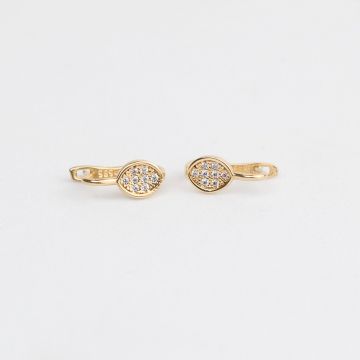 Cercei copii/bebe - Model Happy Life - Aur Galben 14K - Cubic Zirconia - Inchizatoare sigura cu tortita