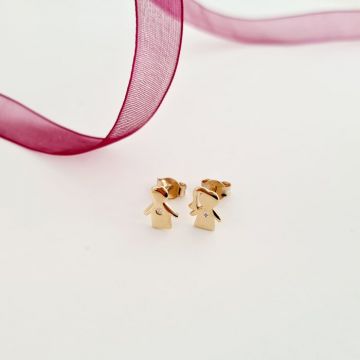 Cercei cu Diamant natural - Model fetita si baiat - Aur Galben 14K