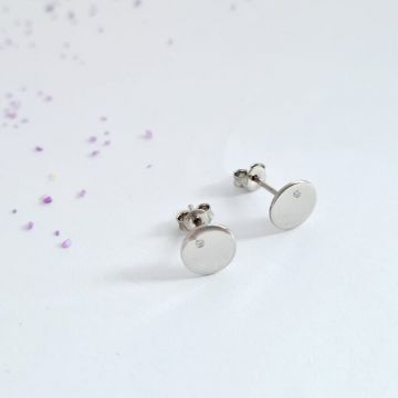Cercei cu Diamante naturale - Model banut - Aur Alb 14K - Inchizatoare surub