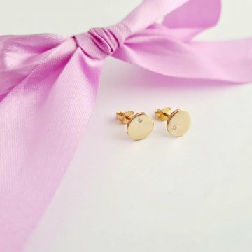 Cercei cu Diamante naturale - Model banut - Aur Galben 14K - Inchizatoare surub