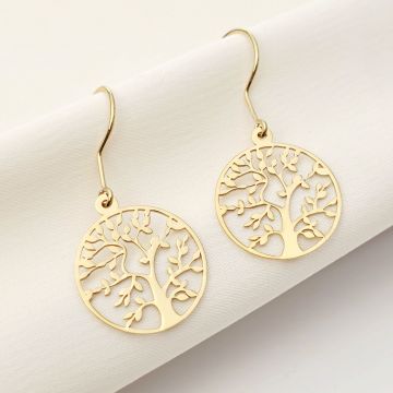 Cercei cu tortita - Copacul vietii - Argint 925 placat cu Aur Galben 18K
