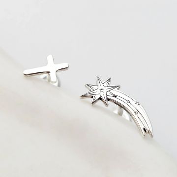 Cercei Lumina Credintei - Bijuterii cu Har - Model asimetric - Argint 925 - Inchizatoare surub