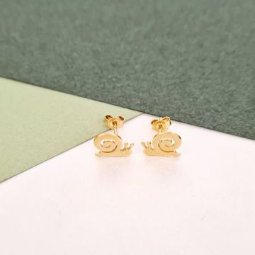 Cercei personalizati - Melc melc codobelc - Argint 925 placat cu Aur Galben 18K - Inchidere surub