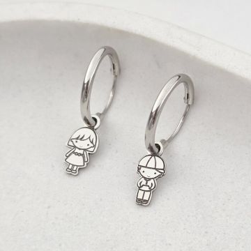 Cercei rotunzi - Hoops cu simboluri personalizate - Argint 925