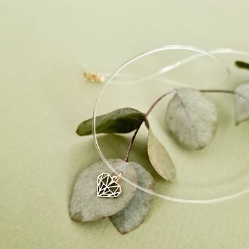 Choker Aur Galben 14K - Pandantiv Diamant - Lant silicon cu inchizatoare carabina