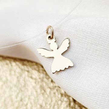 Choker Aur Galben 14K - Pandantiv Ingeras - Lant silicon cu inchizatoare carabina