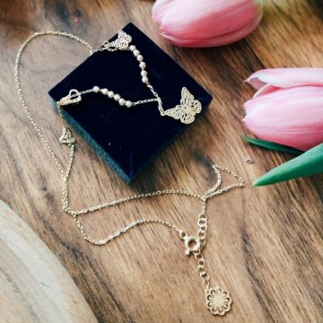 Colier colectia Fairyland - Playful bloom - Argint 925 placat cu Aur Galben si Roz 18K